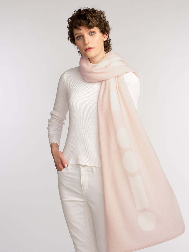 Marconi Cashmere "LOVE" Travel Wrap – Soft Pink/Ivory