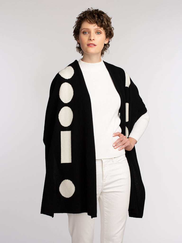 Marconi Cashmere "LOVE" Travel Wrap – Black/White