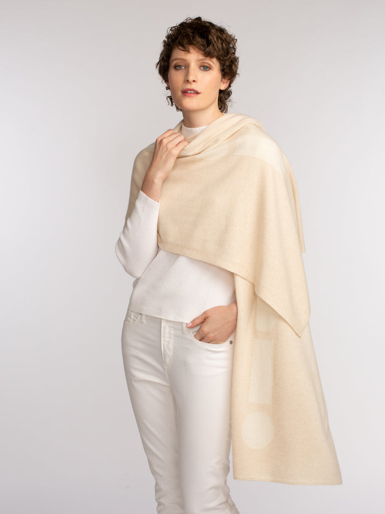 Marconi Cashmere "LOVE" Travel Wrap – Sand/Ivory