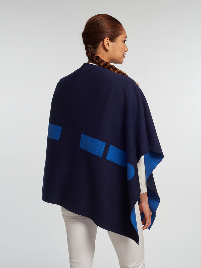 Luxury Women's Cashmere | Cotton Reversible Poncho - Designer Travel Wrap