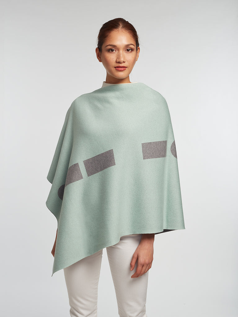Grey Luxury Women's Cashmere | Cotton Reversible Poncho - Designer Wrap