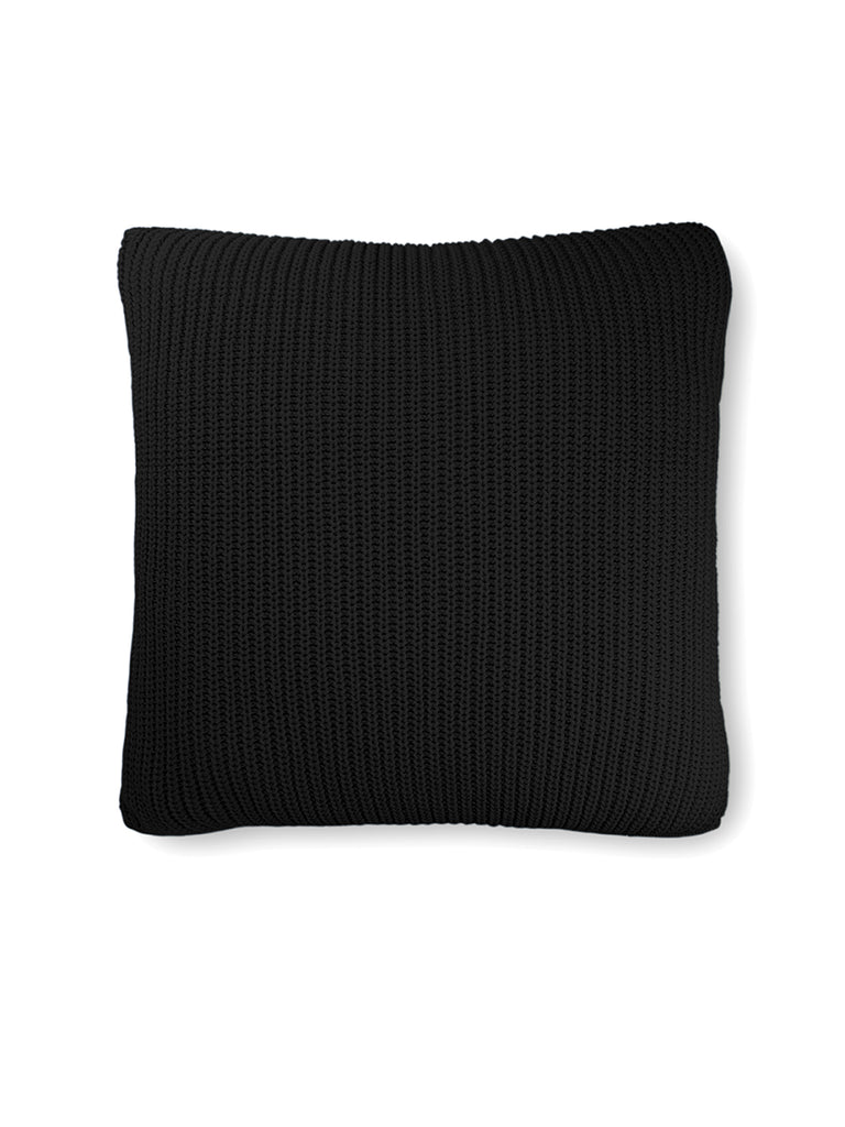 Fisherman Rib Knit Pillow Cover, Black