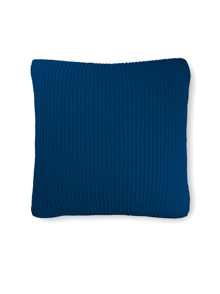 Fisherman Rib Knit Pillow Cover, Indigo